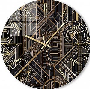 Настенные часы Foto3D Золотая геометрия на черном фоне
