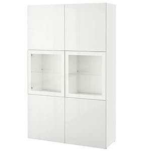 Витрина IKEA Besta White / Selsviken clear white / glossy glass 120x40x192 cm