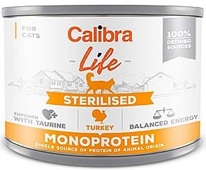 Hrană umedă pentru pisici Calibra Life Can Sterilised Turkey 200g