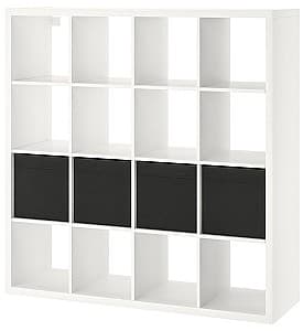 Стеллаж IKEA Kallax с 4 вставками 147x147 Белый/Черный