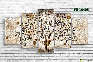 Tablou multicanvas Art.Desig Golden tree FB-10405