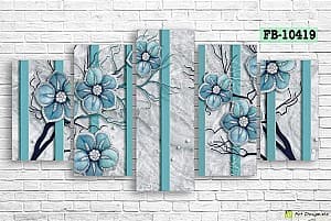 Tablou multicanvas Art.Desig Blue flowers FB-10419