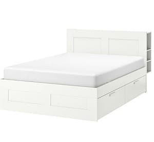 Pat IKEA Brimnes White Lonset 180×200 cm (4 cutii cu depozitare)
