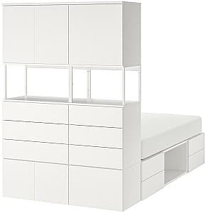 Кровать IKEA Platsa 6 дверей/12 ящиков 140x244x203 Белый/Fonnes