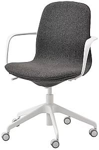 Офисное кресло IKEA Langfjall вращающееся с подлокотниками Темно-серый/Белый