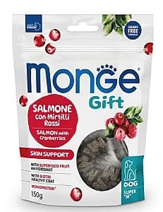 Snackuri pentru câini Monge GIFT SUPER M SKIN Salmon/Cranberries 150gr