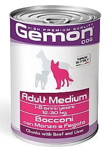 Hrană umedă pentru câini Gemon MEDIUM ADULT BEEF/LIVER 415gr