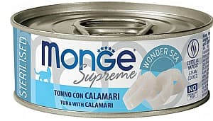 Hrană umedă pentru pisici Monge SUPREME STERILISED Tuna/Calamari 80gr
