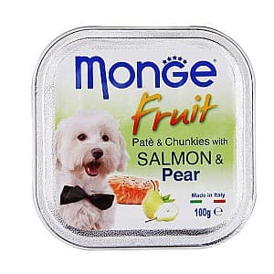 Hrană umedă pentru câini Monge DOG FRUIT SALMON/PEAR 100gr