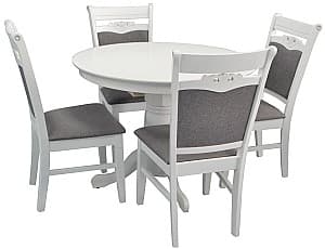 Set de masa si scaune Evelin Capella V White + 4 scaune HV-3167 White/NV-10WP Grey