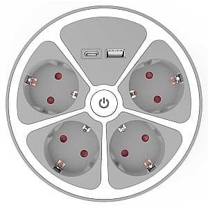 Сетевой фильтр Muhler Multiple socket outlets with key with 4-way and 2-way USB ports type A and C (1006119)