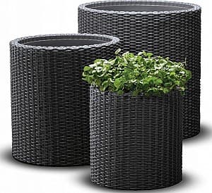 Keter Cylinder Planters S+M+L Anthracite