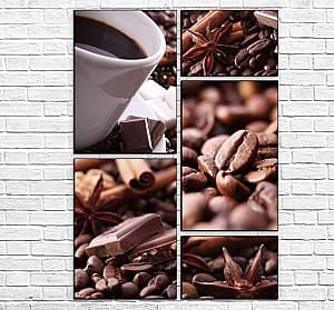 Tablou multicanvas ArtD Ciocolata, boabe de cafea, scorțișoară_2