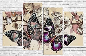 Модульная картина Art.Desig Бабочки в винтажном стиле