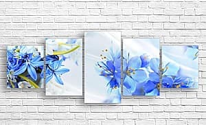 Tablou multicanvas Art.Desig Flori albastre pe albastru deschis_2