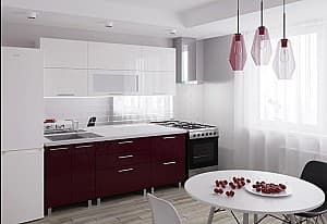 Кухонный гарнитур PS Blum (High Gloss) 2.0 m White/Bordo