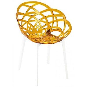 Пластиковый стул Papatya Flora Yellow/White