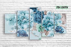 Tablou multicanvas Art.Desig Blue and green flowers FB-10079