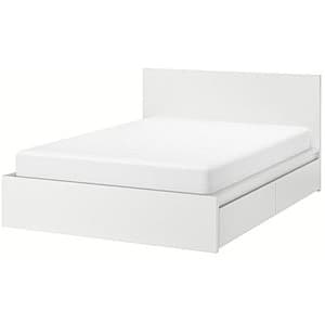Кровать IKEA Malm White Luroy 180×200 cm (4 ящика для хранения)