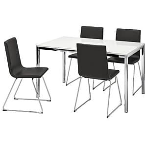 Set de masa si scaune IKEA Torsby / Volfgang White glossy  / Bomstad black (4 scaune)