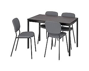 Набор стол и стулья IKEA Vangsta/Karljan black-brown/Kabusa dark gray
