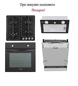 Комплект Backer Духовка + Варочная поверхность + Вытяжка и Встроенная посудомоечная машина, с черной эмалью
