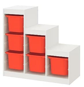 Etajera IKEA Trofast cu containere 99x44x94 (Alb/Portocaliu)