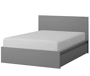 Кровать IKEA Malm+2 ящика для хранения, серый, 160 × 200 см