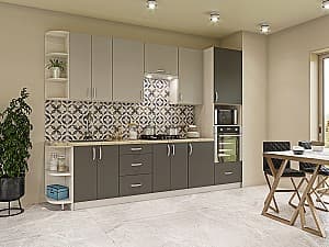 Кухонный гарнитур Confort-NV Софт 2.9 м Шелково-Серый/Графитовый-Серый