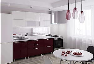 Кухонный гарнитур PS Garis (High Gloss) 2.0 m White/Bordo