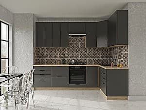 Кухонный гарнитур Confort-NV Крафт 2.8x1.4 м Серый Графит