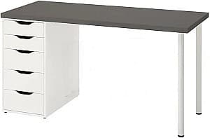 Офисный стол IKEA Lagkapten/Alex 140x60 Темно-серый/белый