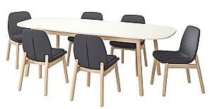 Набор стол и стулья IKEA Vedbo/Vedbo 240x105 Белый/Береза (1+6)