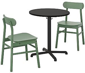 Набор стол и стулья IKEA Stensele/Ronninge Антрацит/Антрацит/Зеленый (1+2)