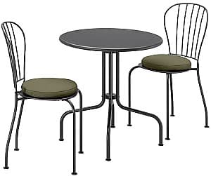 Set mobila de gradina IKEA Lacko 2 scaune Gri/Froson/Duvholmen Bej Inchis-verde
