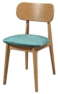 Деревянный стул MobiCasa Polo Натуральный(Коричневый)/Topaz 34(Бирюзовый)