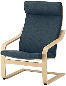 Кресло IKEA Poang Березовый шпон/Хилларед Темно-синий
