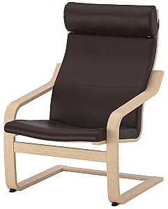 Кресло IKEA Poang Дубовый шпон Беленый/Глосе Темно-коричневый