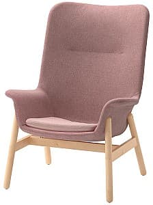 Кресло IKEA Vedbo высокая спинка Гуннаред Светлый Коричнево-розовый