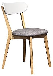 Деревянный стул MobiCasa Isku Натуральный(Коричневый)/Белый/Vogue 14(Серый)
