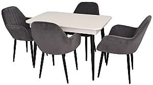 Set de masa si scaune Evelin DT 432-1R B + 4 scaune LC-621 B/Dark Grey 57