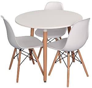 Набор стол и стулья Evelin DT 404-1 + 3 стула LC-021 White
