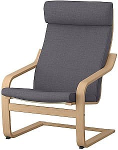 Кресло IKEA Poang Дубовый Шпон Беленый/Шифтебу Темно-серый