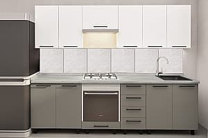 Кухонный гарнитур PS Юля (Trendy Panel) 2.6 м White(Белый)/New Grey(Серо-Коричневый)