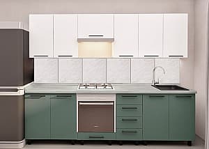 Кухонный гарнитур PS Юля (Trendy Panel) 2.6 м White(Белый)/Relax Green(Зеленый)
