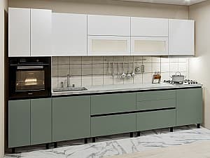Кухонный гарнитур PS Гола-5 (Trendy Panel) 3.4 м White(Белый)/Relax Green(Зеленый)