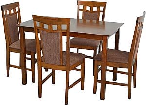 Набор стол и стулья Evelin Gloria Burnish + 4 стулья Deppa R Burnish F-789 Brown