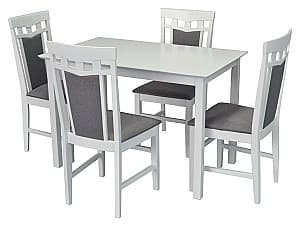 Set de masa si scaune Evelin GLORIA White + 4 scaune DEPPA R White NV-10WP Grey