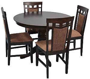 Набор стол и стулья Evelin Capella-V+Deepa-R Chocolate/F789 (4 стулья)