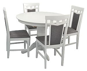 Набор стол и стулья Evelin Capella V White + 4 стулья Deppa R White NV-10WP Grey